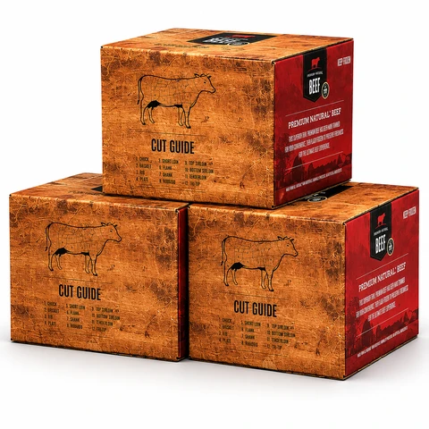 Quarter Cow — stacked beef case boxes